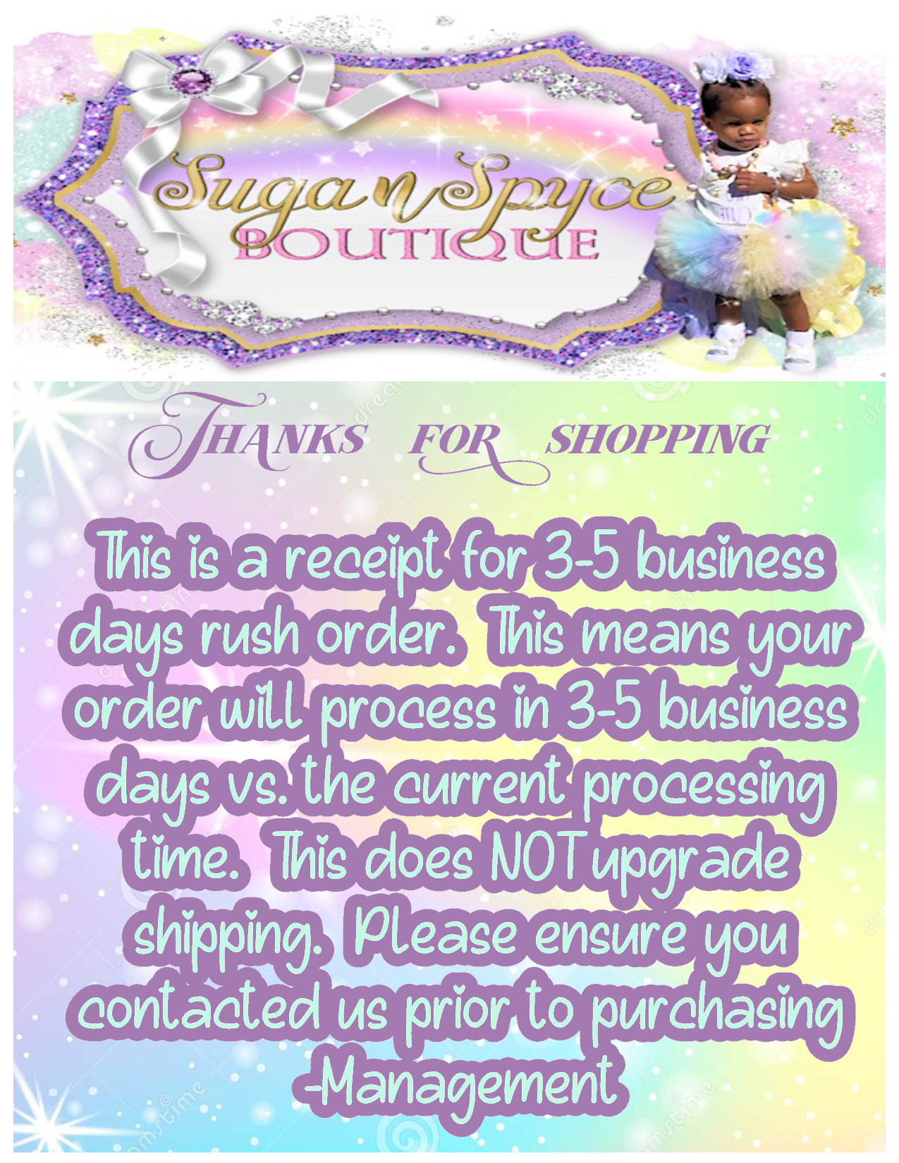 Rush my Order 3-5 Business Days